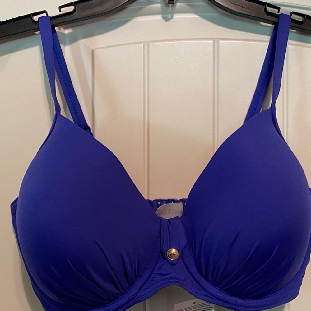 NWOT Audelle Lagoon Plunge Bikini Top, super supportive, size 32G